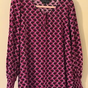Source Unknown Pink and Black Patterned Blouse
